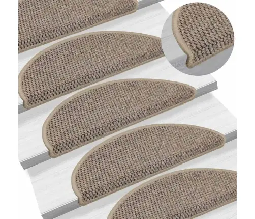 Lipnūs Laiptų Kilimėliai, 15Vnt., Tamsios Smėlio, 56X17X3Cm