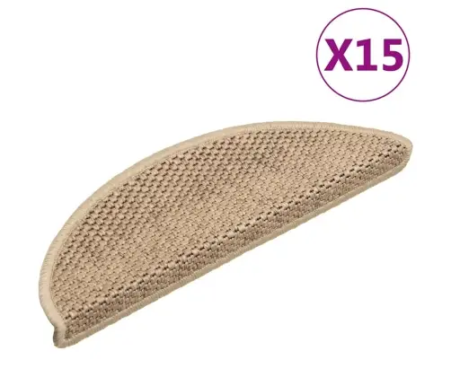 Lipnūs Laiptų Kilimėliai, 15Vnt., Smėlio Spalvos, 56X17X3Cm