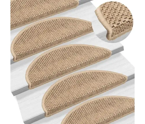 Lipnūs Laiptų Kilimėliai, 15Vnt., Smėlio Spalvos, 56X17X3Cm