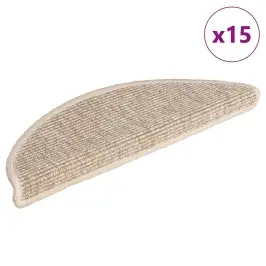 Laiptų Kilimėliai, 15 Vnt., 56X17X3 cm Šviesiai Smėlio Spalvos, Pusapvaliai