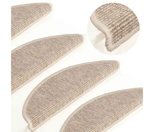Laiptų Kilimėliai, 15 Vnt., 56X17X3 cm Šviesiai Smėlio Spalvos, Pusapvaliai