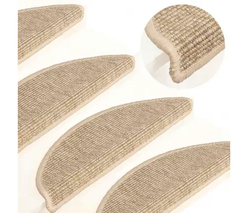 Kāpņu Paklājiņi, 15 Gab., 56X17X3 Cm, Gaiši Bēši, Pusapaļi Vidaxl