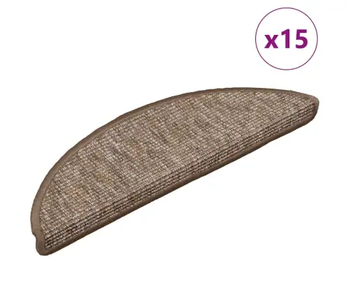 Laiptų Kilimėliai, 15 Vnt., 56X17X3 cm Šviesiai Rudi, Pusapvaliai