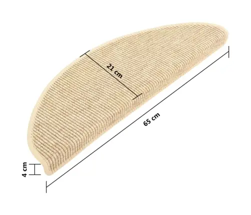 Kāpņu Paklājiņi, 15 Gab., 65X21X4 Cm, Gaiši Bēši, Pusapaļi, Lieli Vidaxl