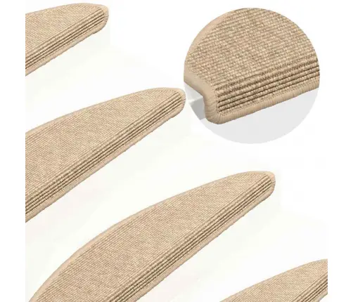 Kāpņu Paklājiņi, 15 Gab., 65X21X4 Cm, Gaiši Bēši, Pusapaļi, Lieli Vidaxl