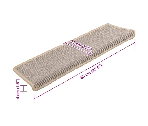 Kāpņu Paklājiņi, 15 Gab., 65X21X4 Cm, Sudrabaini, Taisnstūrveida Mala Vidaxl