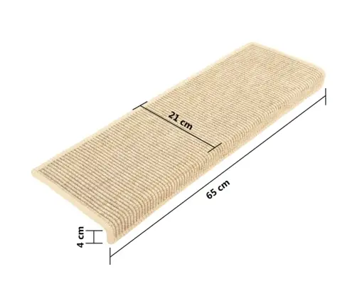 Kāpņu Paklāji, 15 Gab., Pašlīmējoši, 65X21X4 Cm, Gaiši Bēši Vidaxl