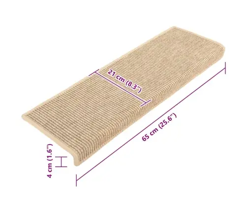 Kāpņu Paklāji, 15 Gab., Pašlīmējoši, 65X21X4 Cm, Gaiši Bēši Vidaxl