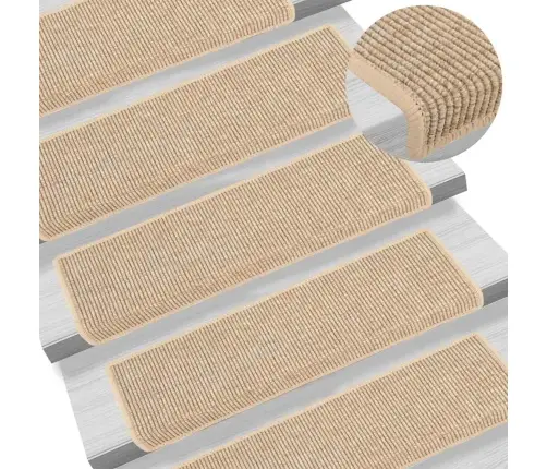 Kāpņu Paklāji, 15 Gab., Pašlīmējoši, 65X21X4 Cm, Gaiši Bēši Vidaxl