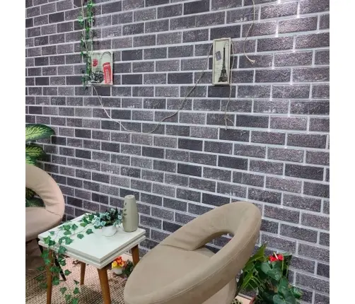 3D-Seinapaneelid Musta Ja Halli Tellisedisainiga 10 Tk, Eps