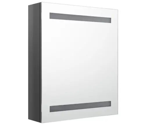 Veidrodinė Vonios Spintelė Su Led, Pilka, 50X14X60cm Blizgi