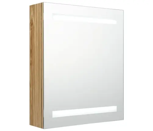Vannasistabas Skapītis Ar Spoguli Un Led, Ozolkoka, 50X14X60 Cm Vidaxl