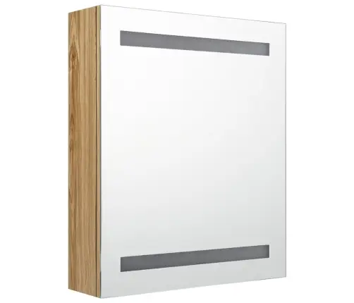 Vannasistabas Skapītis Ar Spoguli Un Led, Ozolkoka, 50X14X60 Cm Vidaxl