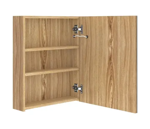 Vannasistabas Skapītis Ar Spoguli Un Led, Ozolkoka, 50X14X60 Cm Vidaxl