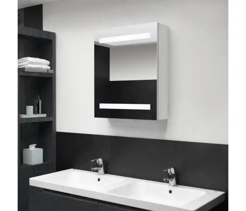 Vannasistabas Skapītis Ar Spoguli Un Led, Balts, 50X14X60 Cm Vidaxl