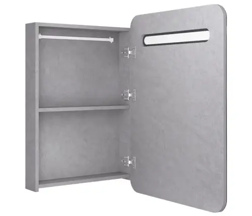 Veidrodinė Vonios Spintelė Su Led Apšvietimu, Pilka, 60X11X80Cm