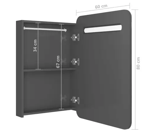 Vannasistabas Skapītis Ar Spoguli Un Led, 60X11X80 Cm, Pelēks Vidaxl