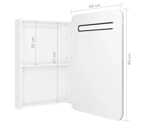 Vannasistabas Skapītis Ar Spoguli Un Led, 60X11X80 Cm, Balts Vidaxl