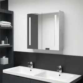 Vannasistabas Skapītis Ar Spoguli Un Led, 62X14X60 Cm, Pelēks Vidaxl Vannasistabas Skapītis Ar Spoguli Un Led, 62X14X60 Cm, Pelēks Vidaxl