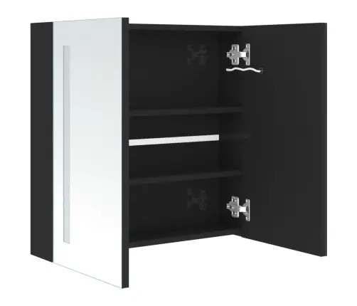 Veidrodinė Vonios Spintelė Su Led Apšvietimu, Juoda, 62X14X60Cm