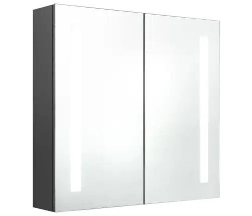 Vannasistabas Skapītis Ar Spoguli Un Led, 62X14X60 Cm, Pelēks Vidaxl