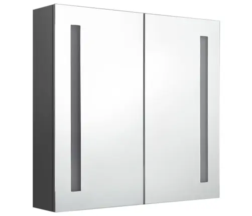 Vannasistabas Skapītis Ar Spoguli Un Led, 62X14X60 Cm, Pelēks Vidaxl