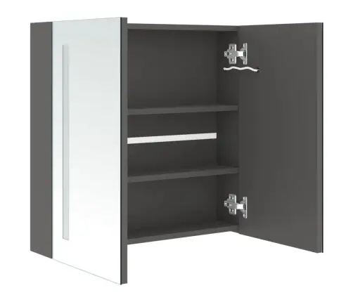 Vannasistabas Skapītis Ar Spoguli Un Led, 62X14X60 Cm, Pelēks Vidaxl