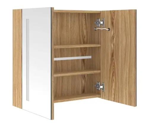 Led Vannitoa Peegelkapp, Tamm, 62 X 14 X 60 Cm