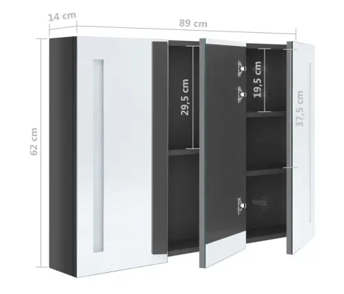 Led Vannitoa Peegelkapp, 89 X 14 X 62 cm Säravhall