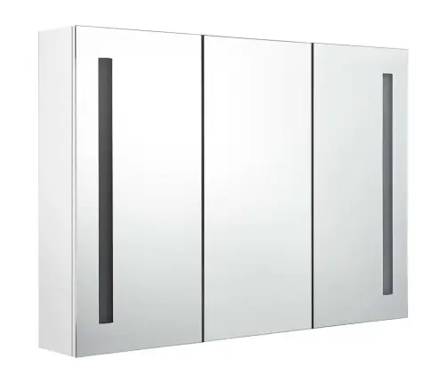 Vannasistabas Skapītis Ar Spoguli Un Led, 89X14X62 Cm, Balts Vidaxl