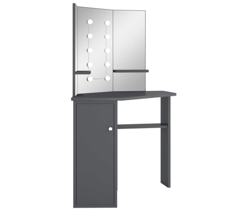 Stūra Spoguļgaldiņš Ar Led, Pelēks, 111X54X141,5 Cm Vidaxl