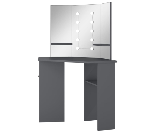 Stūra Spoguļgaldiņš Ar Led, Pelēks, 111X54X141,5 Cm Vidaxl