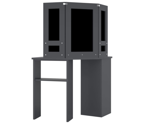 Stūra Spoguļgaldiņš Ar Led, Pelēks, 111X54X141,5 Cm Vidaxl