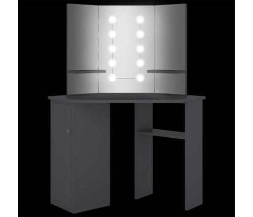 Stūra Spoguļgaldiņš Ar Led, Pelēks, 111X54X141,5 Cm Vidaxl