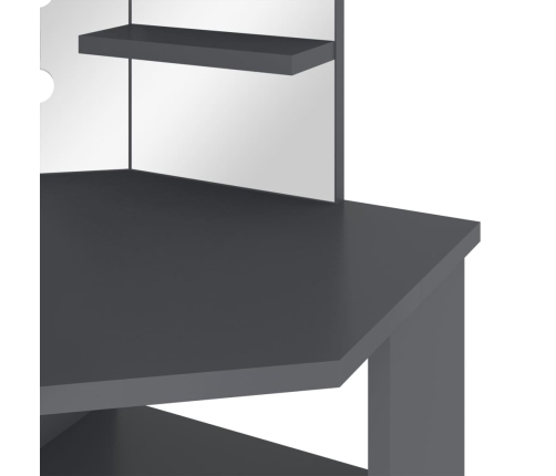 Stūra Spoguļgaldiņš Ar Led, Pelēks, 111X54X141,5 Cm Vidaxl