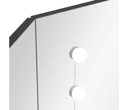 Stūra Spoguļgaldiņš Ar Led, Pelēks, 111X54X141,5 Cm Vidaxl