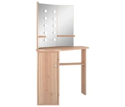 Stūra Spoguļgaldiņš Ar Led, Ozolkoka Krāsā, 111X54X141,5 Cm Vidaxl