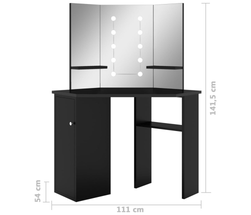 Nurga Tualettlaud Led-Tulega, Must, 111 X 54 X 141,5 Cm