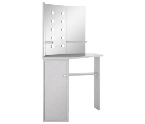 Stūra Spoguļgaldiņš Ar Led, Betona Pelēks, 111X54X141,5 Cm Vidaxl
