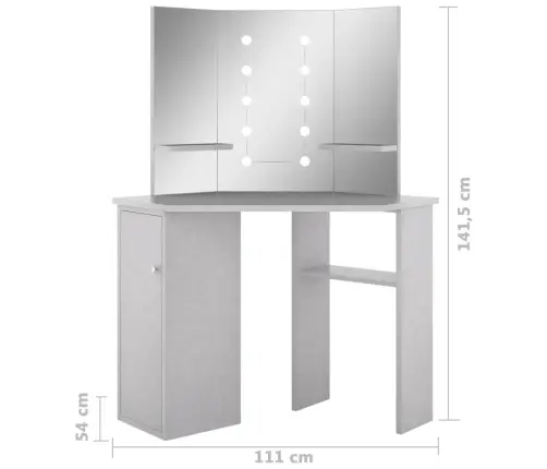 Nurga Tualettlaud Led-Tulega, Betoonhall, 111 X 54 X 141,5 Cm