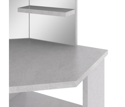 Stūra Spoguļgaldiņš Ar Led, Betona Pelēks, 111X54X141,5 Cm Vidaxl