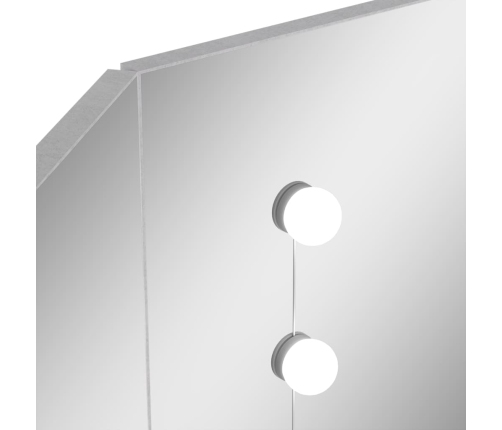 Stūra Spoguļgaldiņš Ar Led, Betona Pelēks, 111X54X141,5 Cm Vidaxl