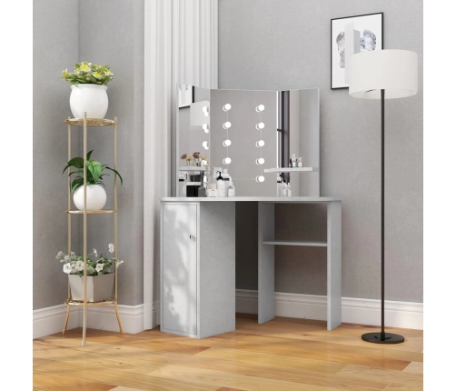 Stūra Spoguļgaldiņš Ar Led, Betona Pelēks, 111X54X141,5 Cm Vidaxl