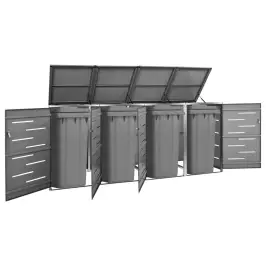 4-Daļīga Nojume Atkritumu Tvertnēm, 276,5X77,5X112,5Cm, Tērauds Vidaxl