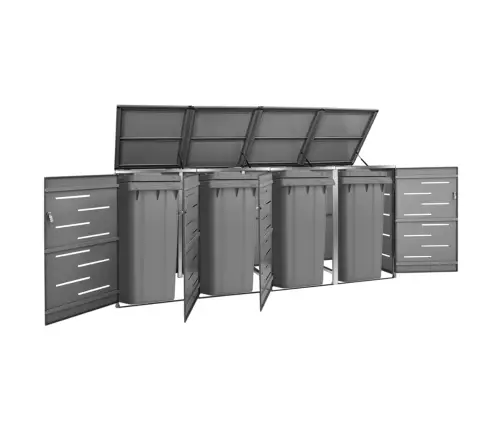 4-Daļīga Nojume Atkritumu Tvertnēm, 276,5X77,5X112,5Cm, Tērauds Vidaxl