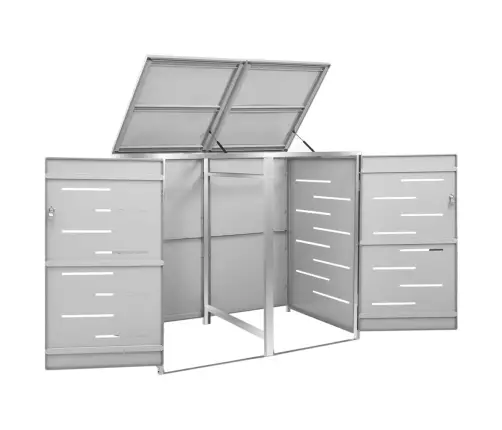 2-Daļīga Nojume Atkritumu Konteineram,138X77,5X112,5Cm, Tērauds Vidaxl