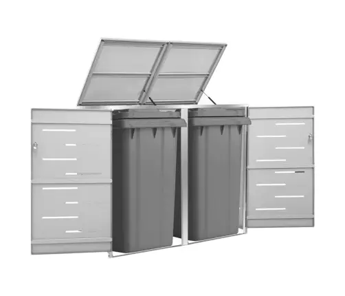 2-Daļīga Nojume Atkritumu Konteineram,138X77,5X112,5Cm, Tērauds Vidaxl