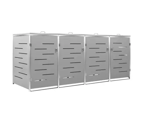 4-Daļīga Nojume Atkritumu Tvertnēm, 276,5X77,5X112,5Cm, Tērauds Vidaxl