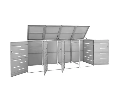 4-Daļīga Nojume Atkritumu Tvertnēm, 276,5X77,5X112,5Cm, Tērauds Vidaxl