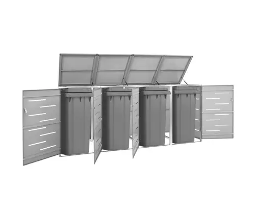 4-Daļīga Nojume Atkritumu Tvertnēm, 276,5X77,5X112,5Cm, Tērauds Vidaxl